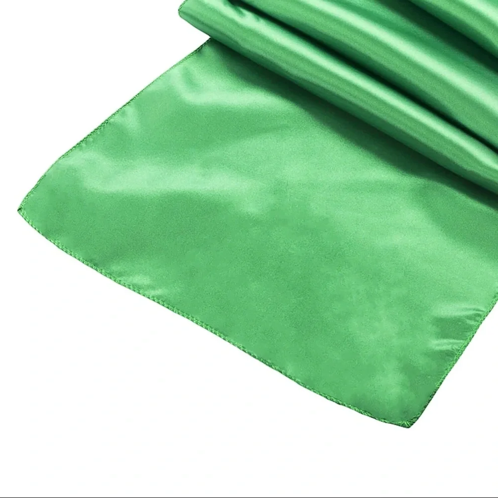 Lot of 5 Green Satin Table Runners – 12” x 108”